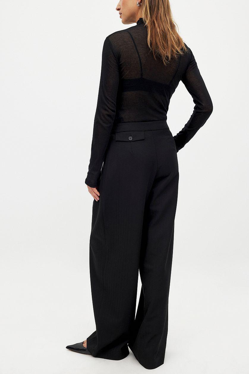 Pocket Detail Mid Waist Loose Trousers Product Image