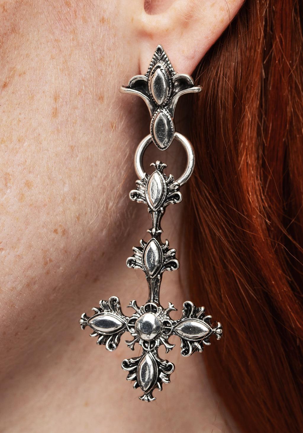 Edwina Cross Drop Earrings Product Image