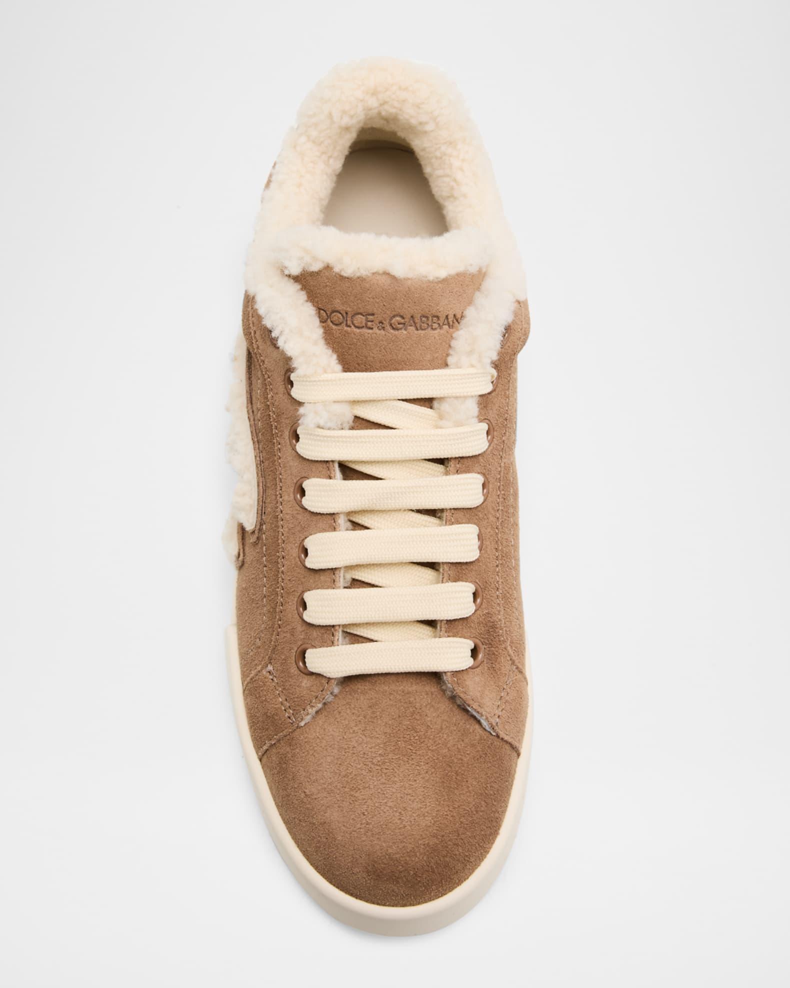 Portofino Shearling-Lined Low-Top Suede Sneakers Product Image
