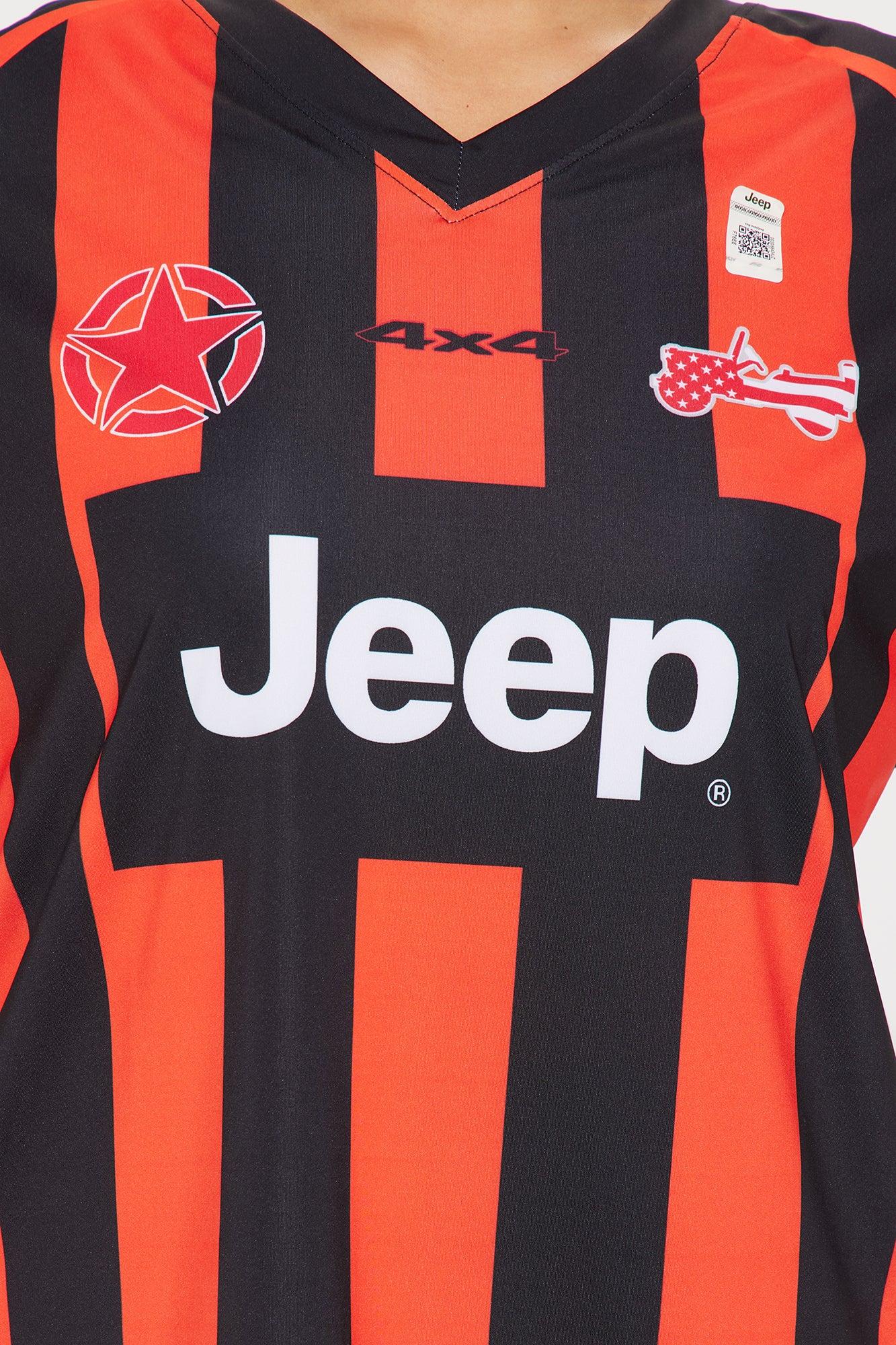 Jeep Wrangler Striped Jersey Tee - Red/Black Product Image