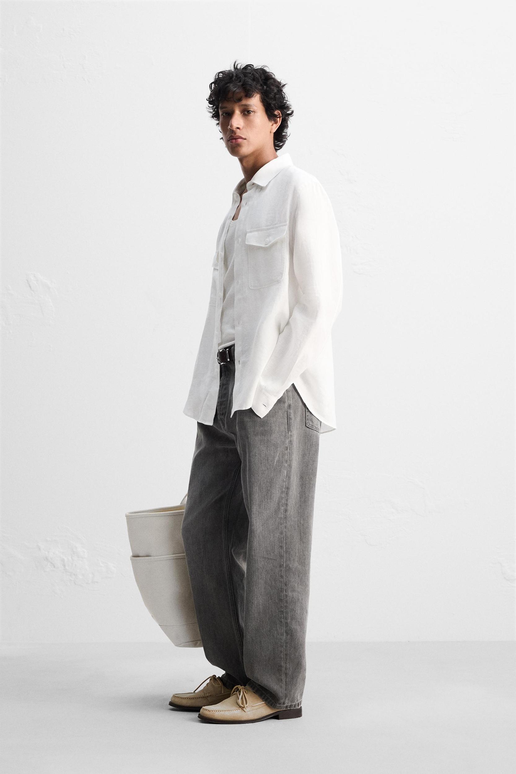 100% LINEN OVERSHIRT Product Image