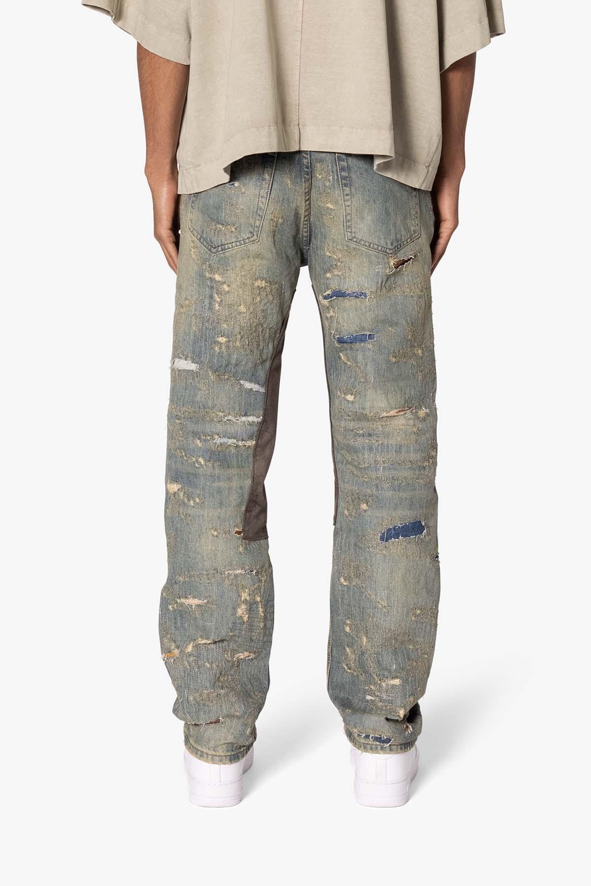 V613 Distressed Saddle Denim - Blue Product Image