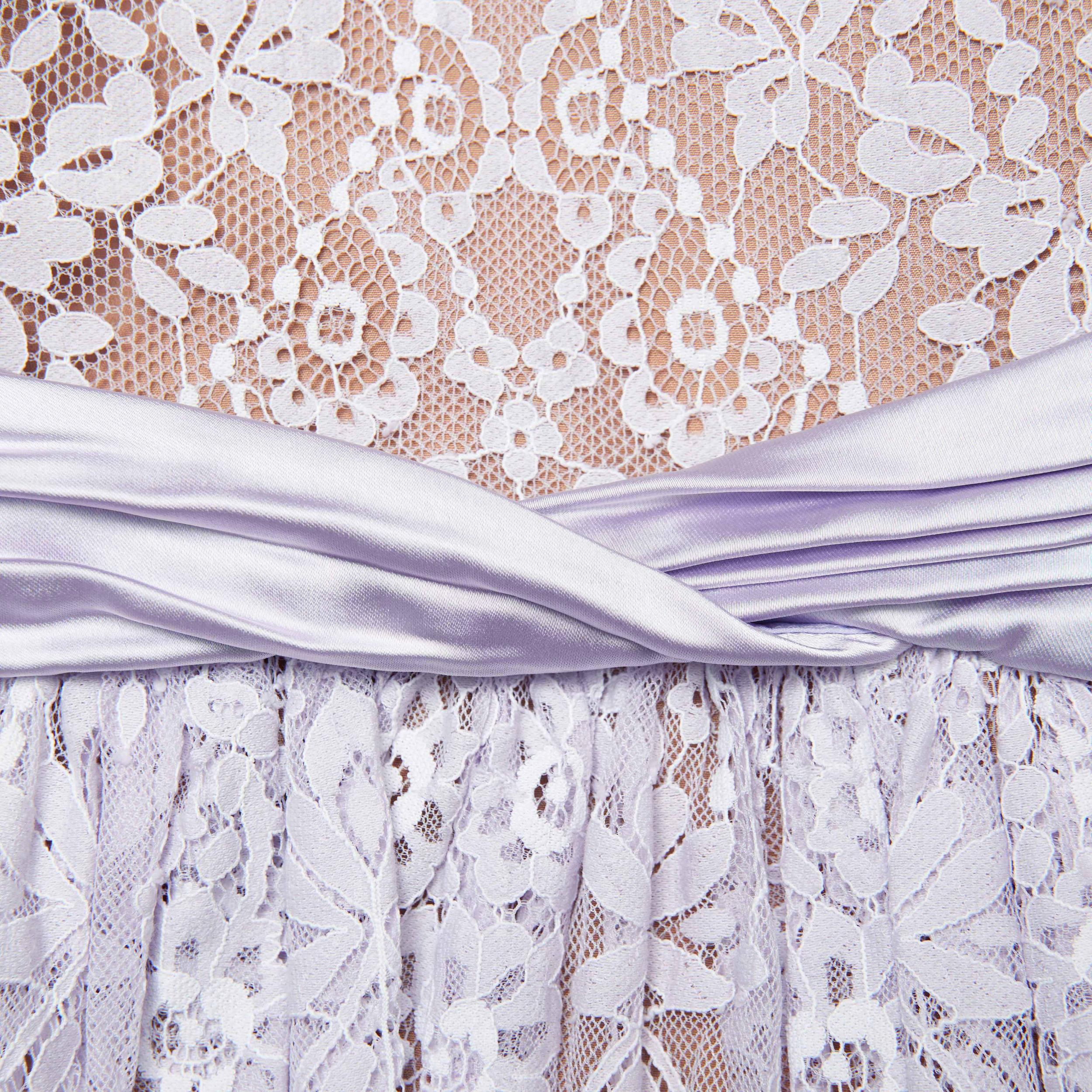 Lilac Lace Satin Mini Dress Product Image