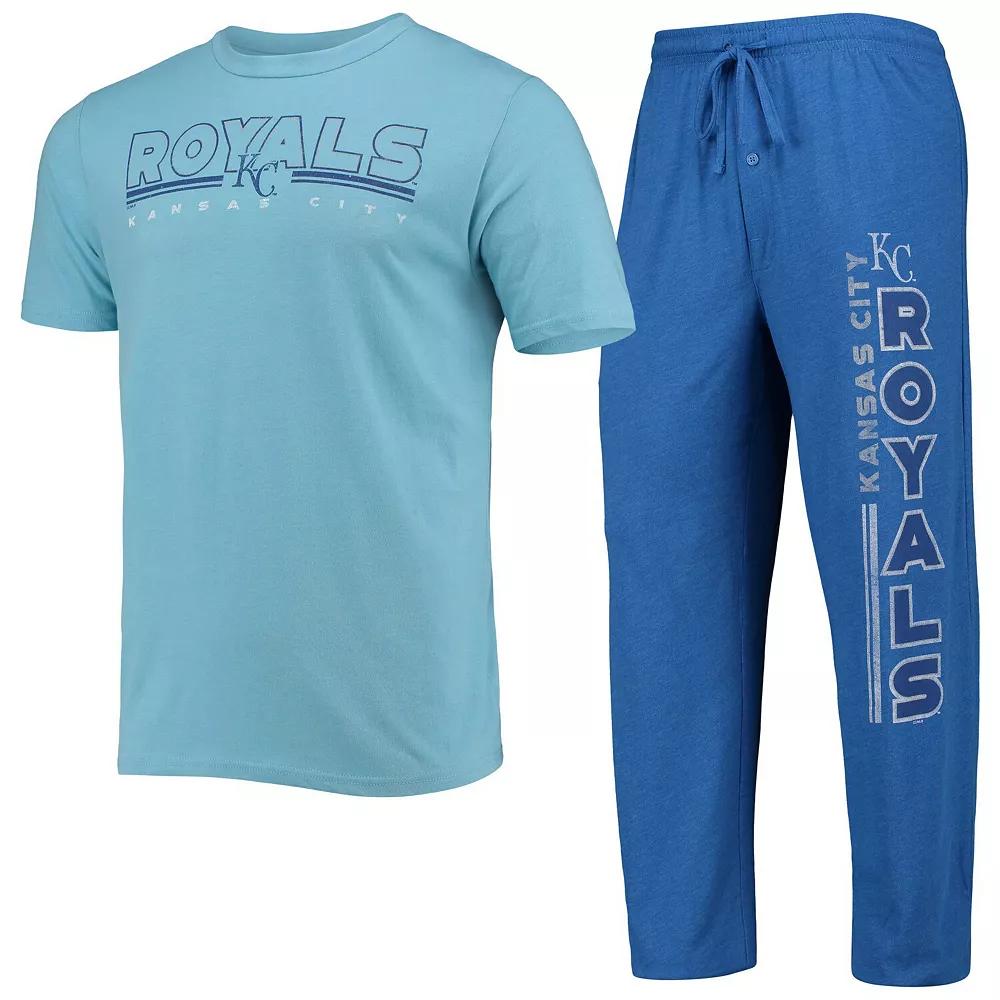 Men's Concepts Sport Royal/Light Blue Kansas City Royals Meter T-Shirt and Pants Sleep Set,  Product Image