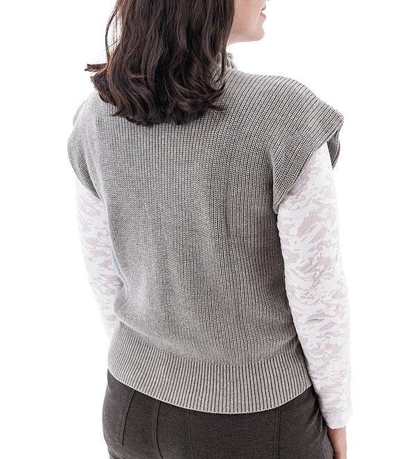 Aventura Pine Vest Ribbed Knit Mock Collar Cap Sleeve Dolman Top Product Image