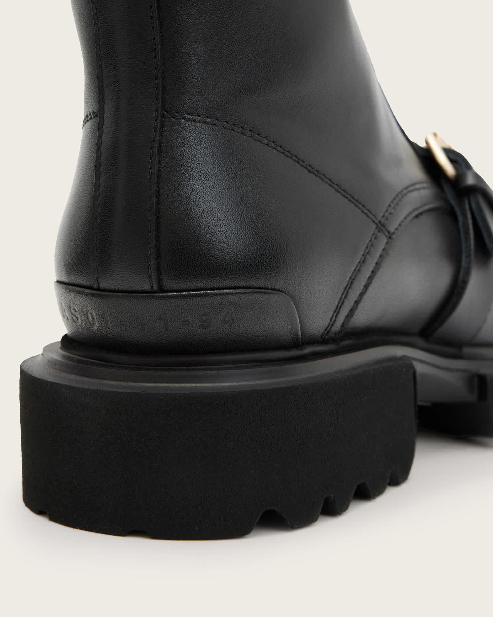 Tori Leather Boots BLACK/WARM BRASS | ALLSAINTS US Product Image