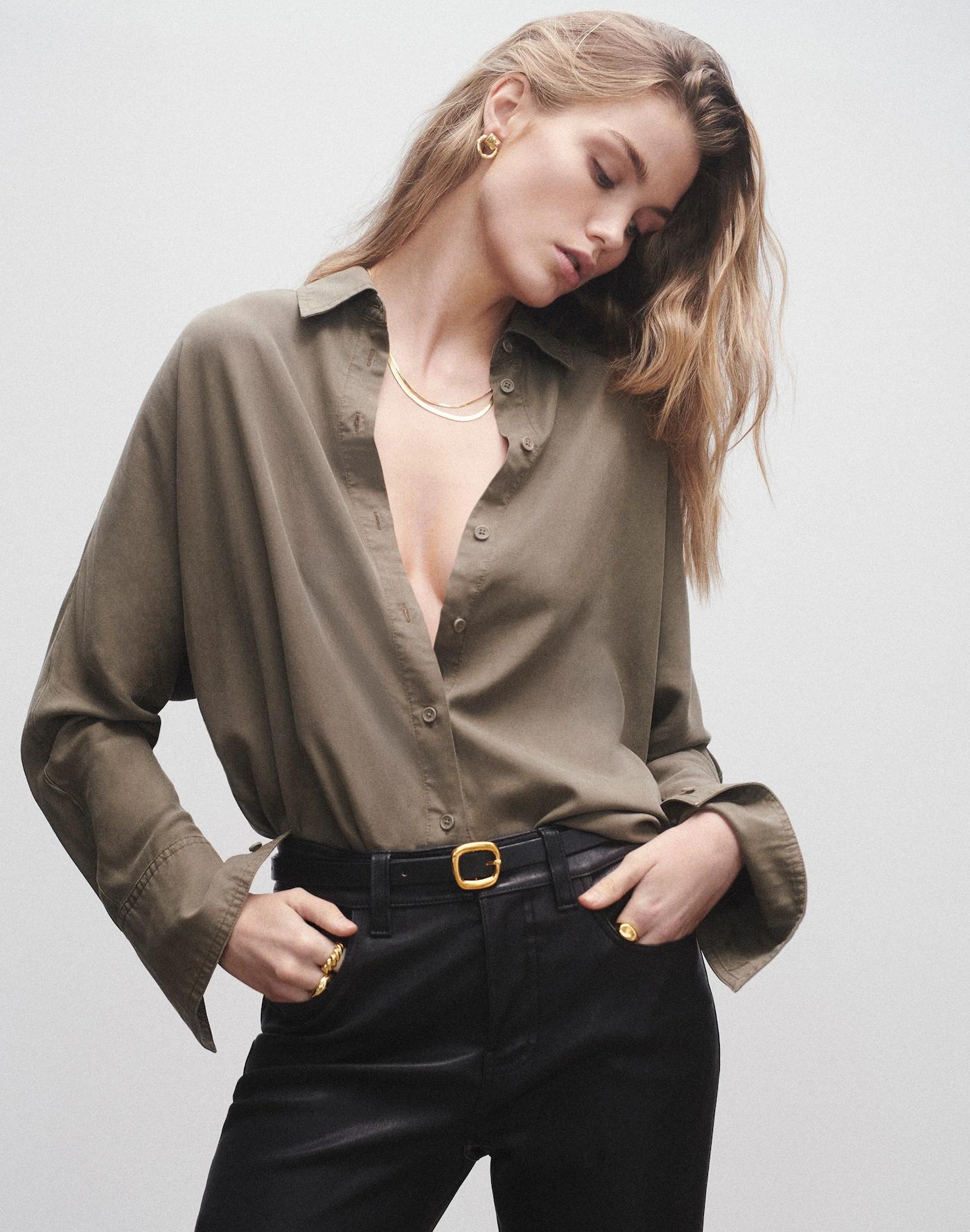 Relaxed Dolman Button-Up Shirt Product Image