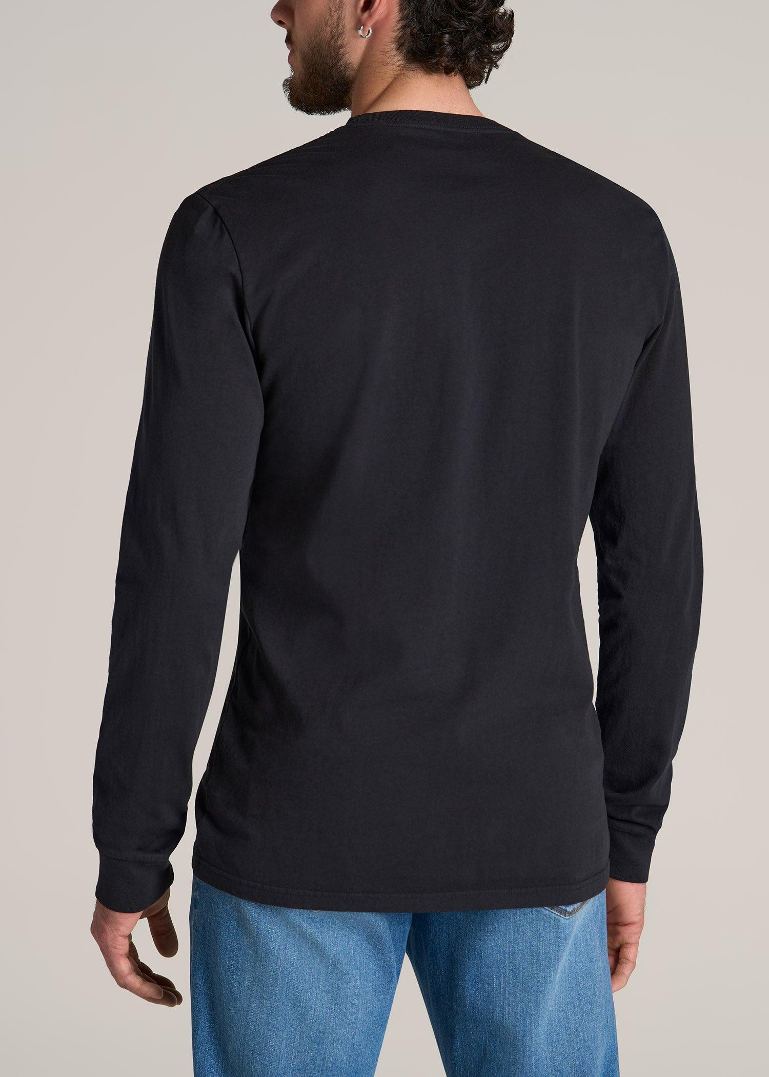 Garment Dyed Long Sleeve Pocket Tee for Tall Men in Black Male Product Image