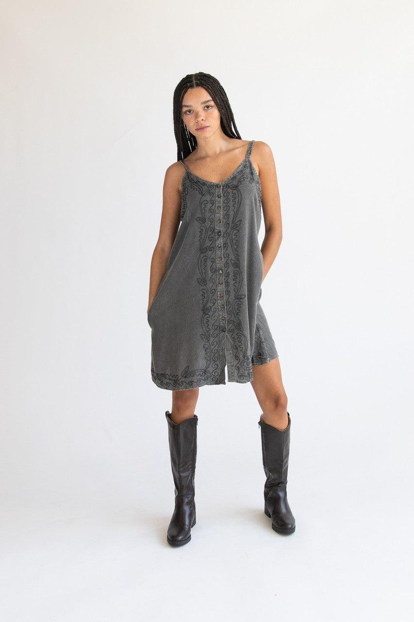 Embroidered Stone Washed Mini Dress Product Image