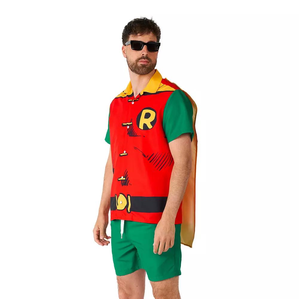 Men's Suitmeister DC Comics Robin Slim Fit Short Sleeve Button Down Shirt & Shorts Set, Size: XXL, Red Product Image