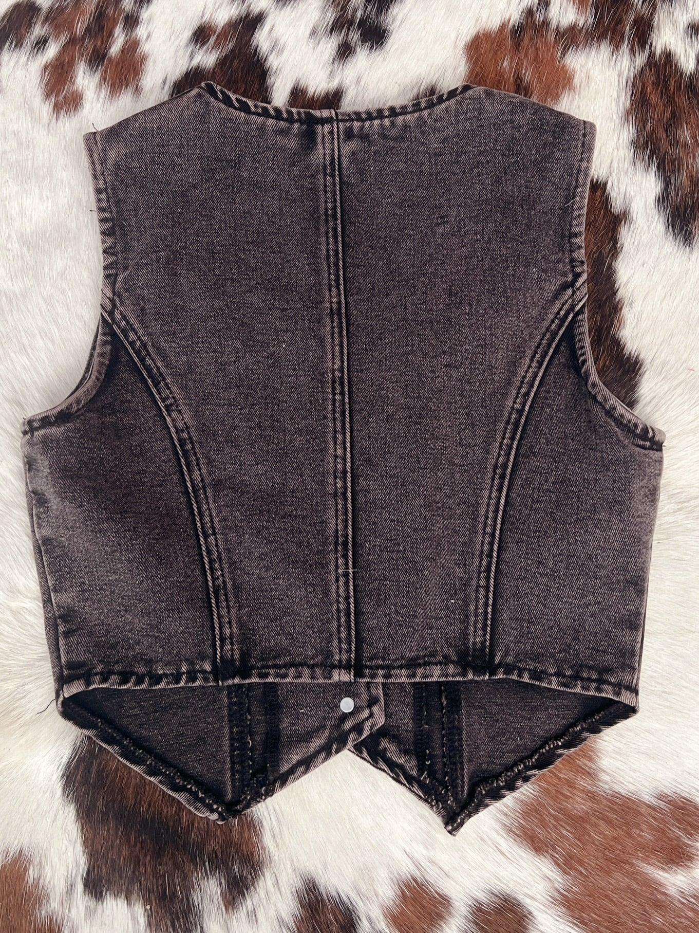 Denim Button Up Western Vest - 2 Colors Product Image