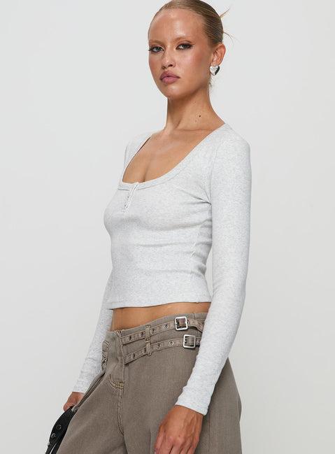 Daphine Long Sleeve Top Grey Product Image