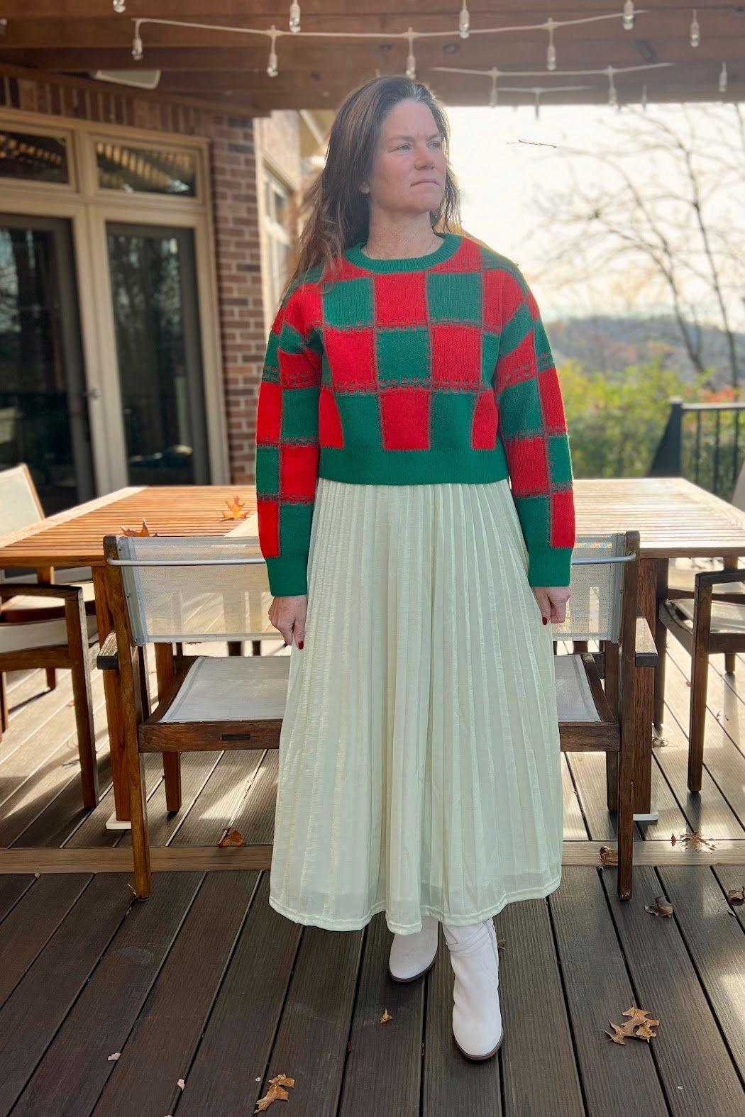 Colorblock Cropped Sweater Product Image