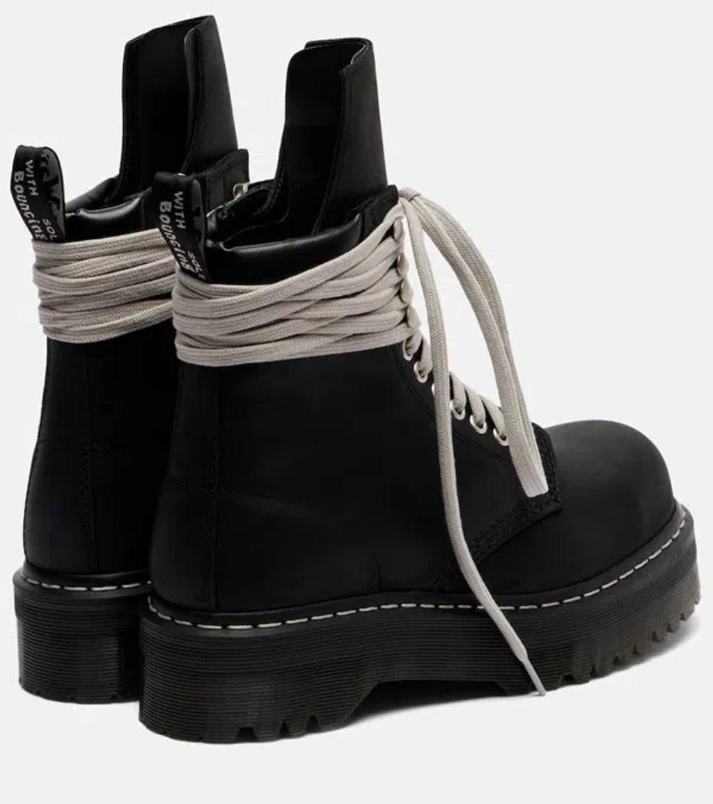 RICK OWENS X Dr. Martens Quad Sole Steel Toe Leather Ankle Boots In Black Product Image
