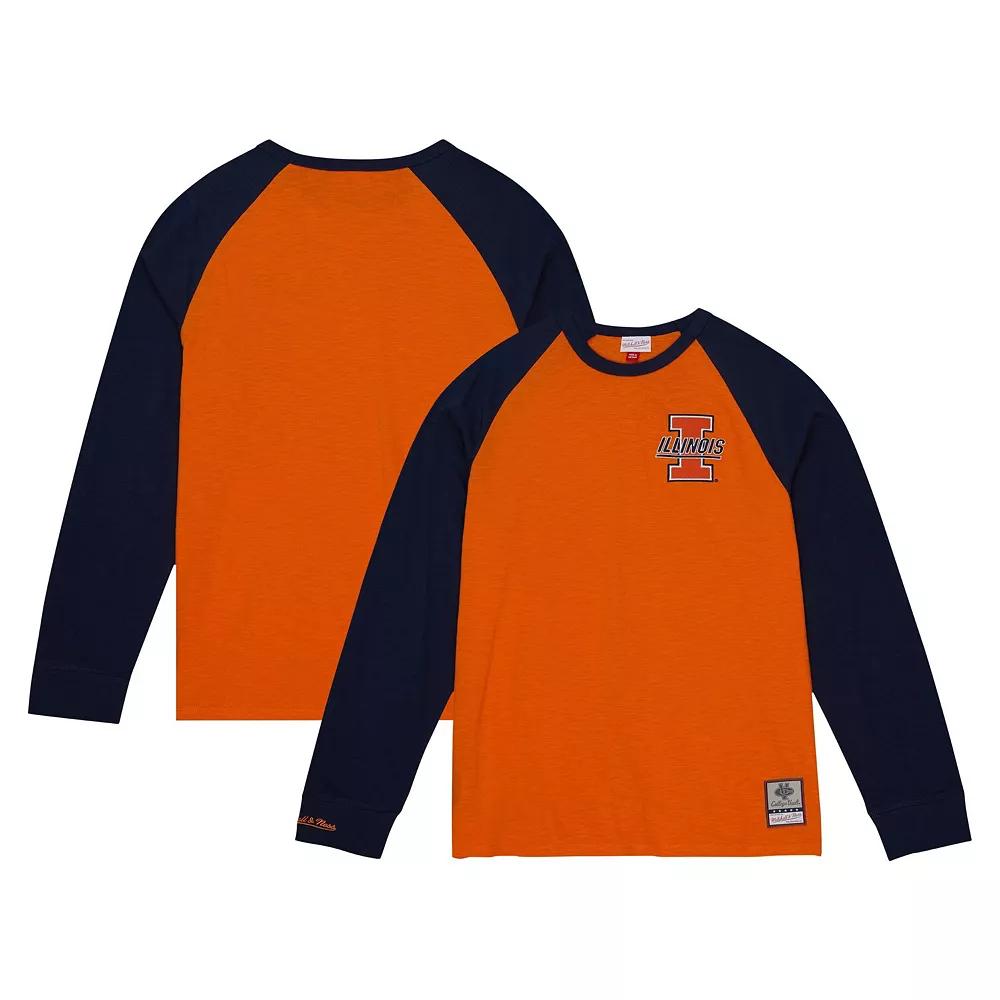Men's Mitchell & Ness Orange Illinois Fighting Illini Legendary Slub Raglan Long Sleeve T-Shirt, Size: Medium Product Image