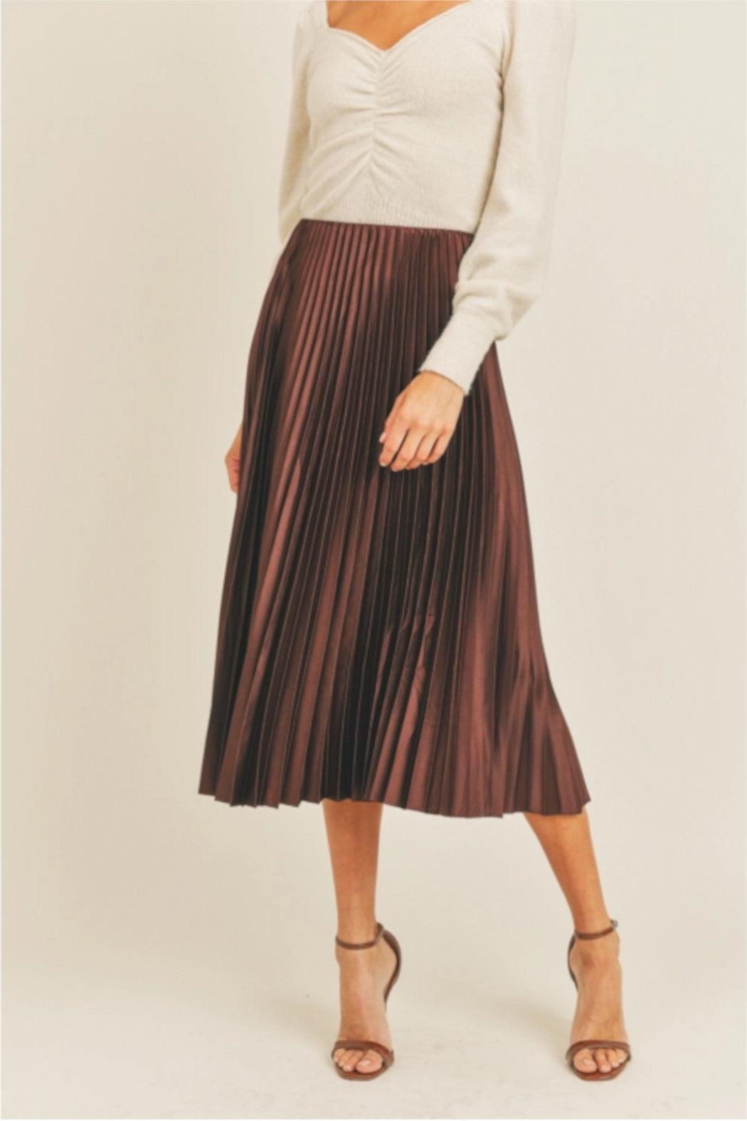 Pleated Midi Copper Skirt Product Image