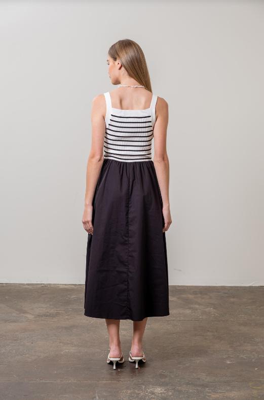 Aria Striped Woven Midi Dress Product Image