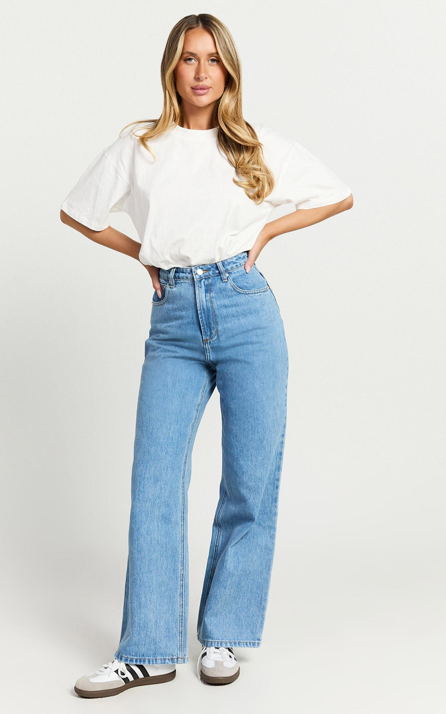 Cole Jeans - High Waist Relaxed Wide Leg Recycled Denim Jeans in Mid Blue Wash Product Image