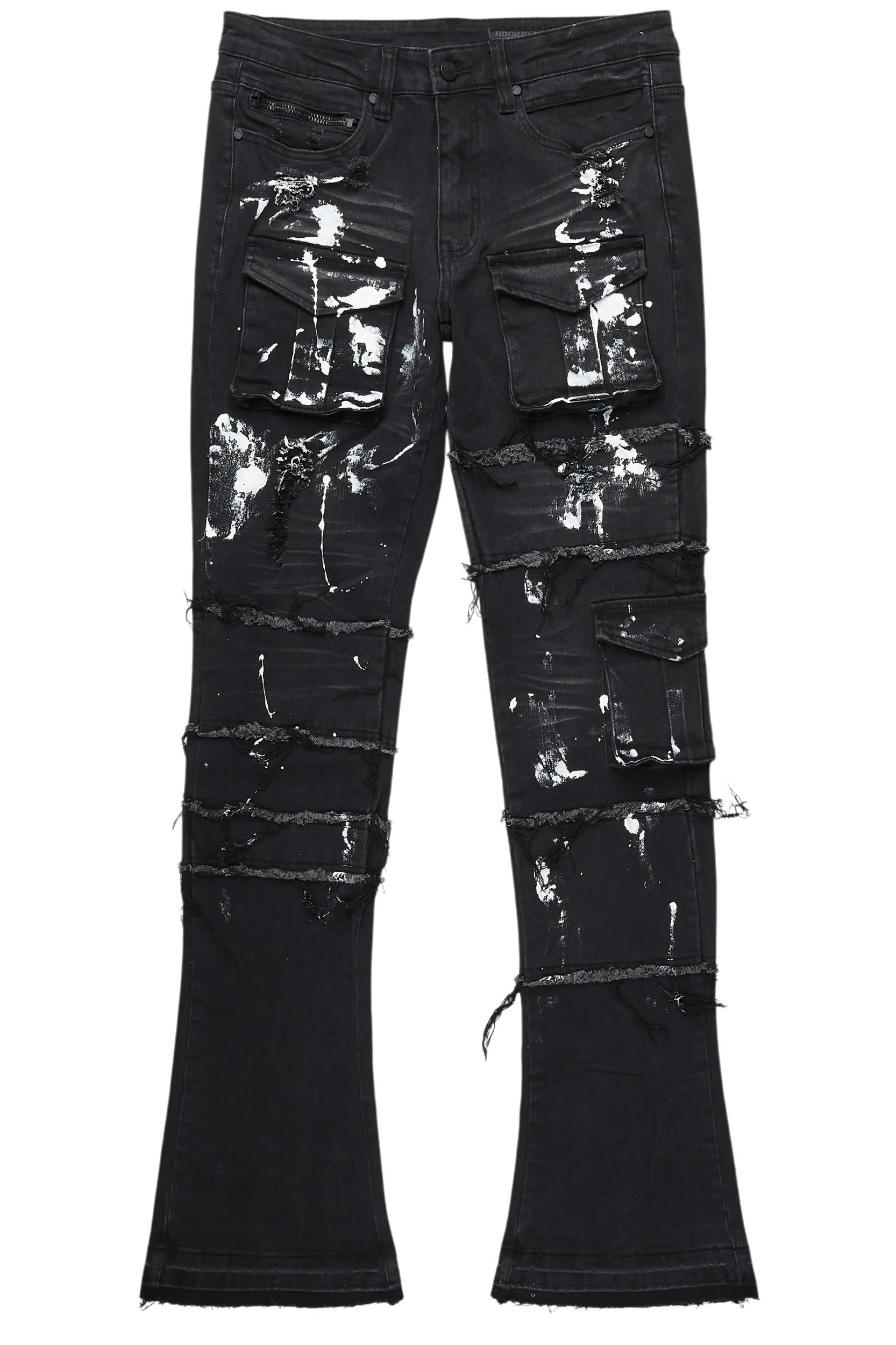 Folly Dark Grey Painter Stacked Flare Jean Male Product Image