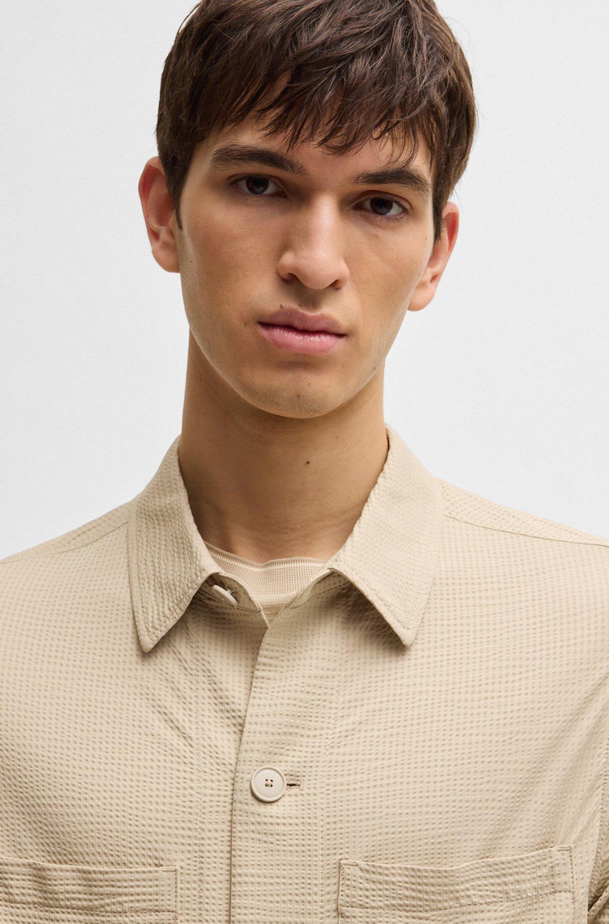 Relaxed-fit overshirt in stretch seersucker Product Image