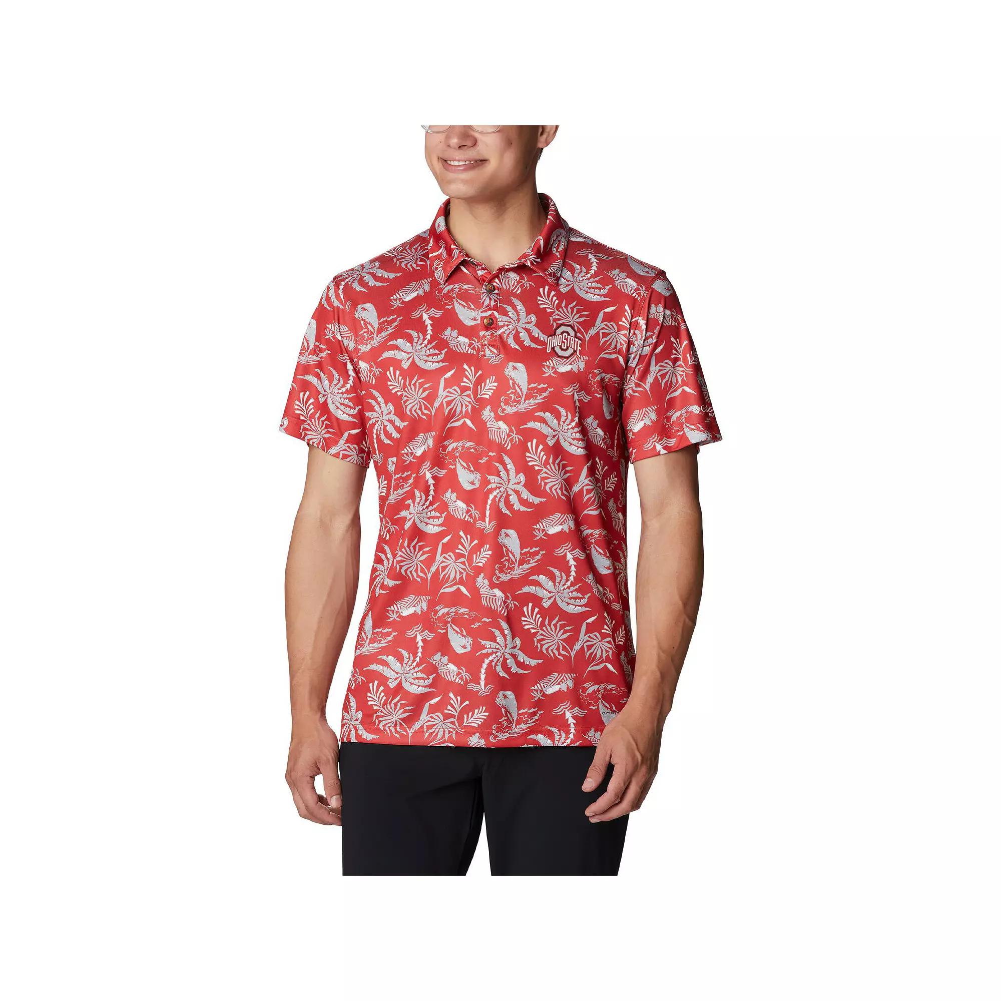 Men's Columbia Scarlet Ohio State Buckeyes Super Terminal Tackle Omni-Shade Polo,  Product Image