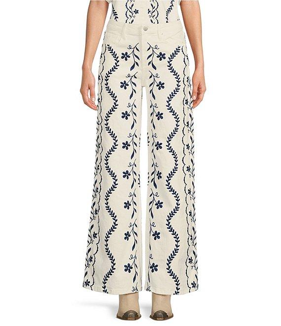 Driftwood Coordinating High Rise Embroidered Wide Leg Pants Product Image
