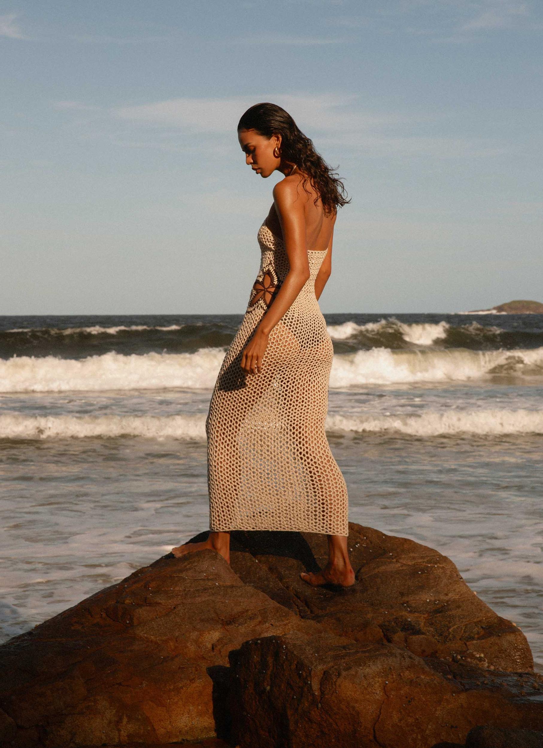 Aster Crochet Maxi Dress - Pastel Yellow Product Image