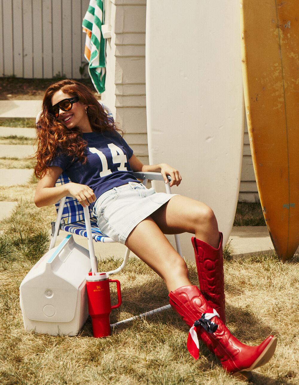 RSQ Womens Low Rise Denim Mini Skirt - DARK RINSE Product Image