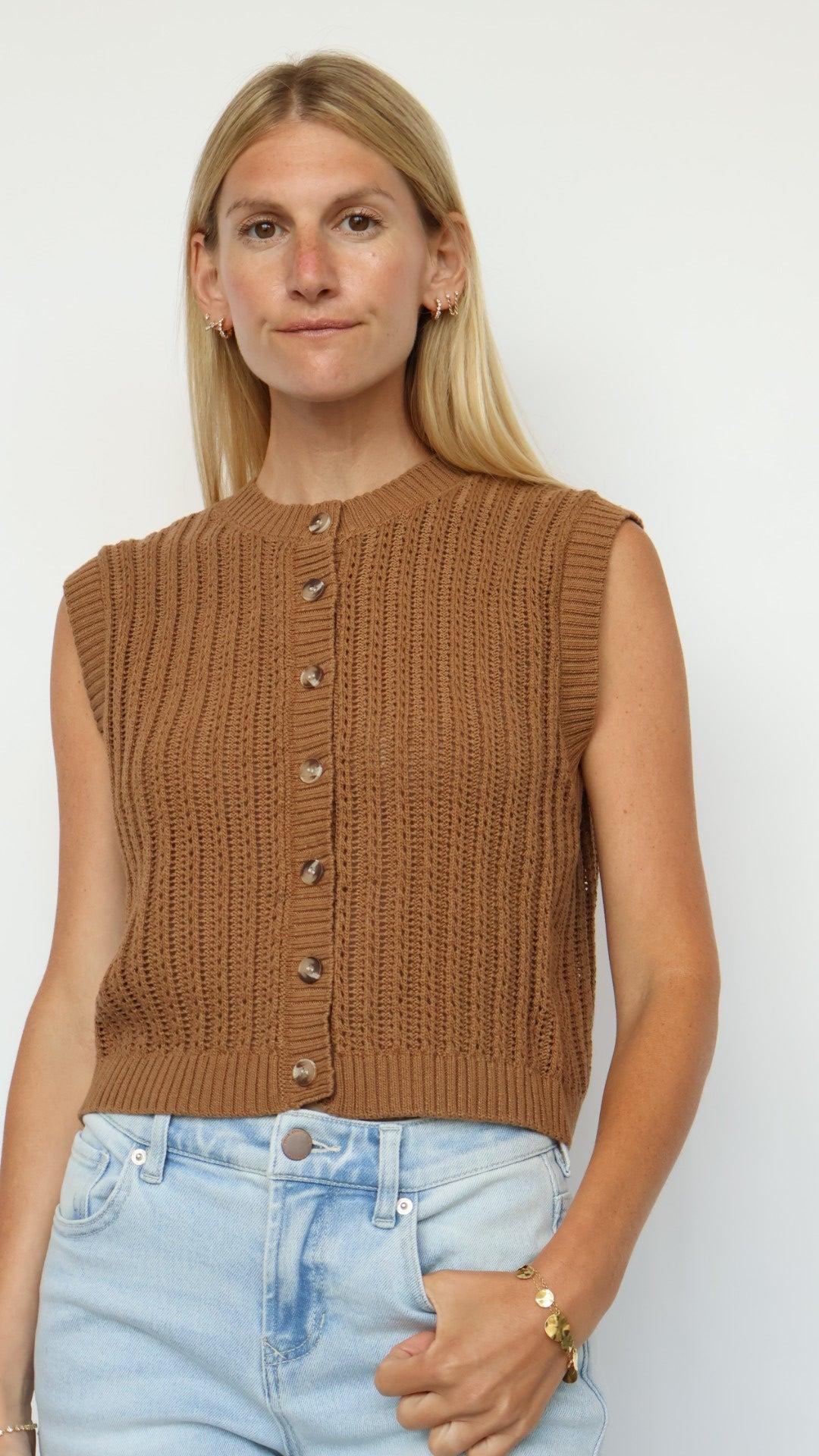 Classic Knit Button-Front Vest Product Image