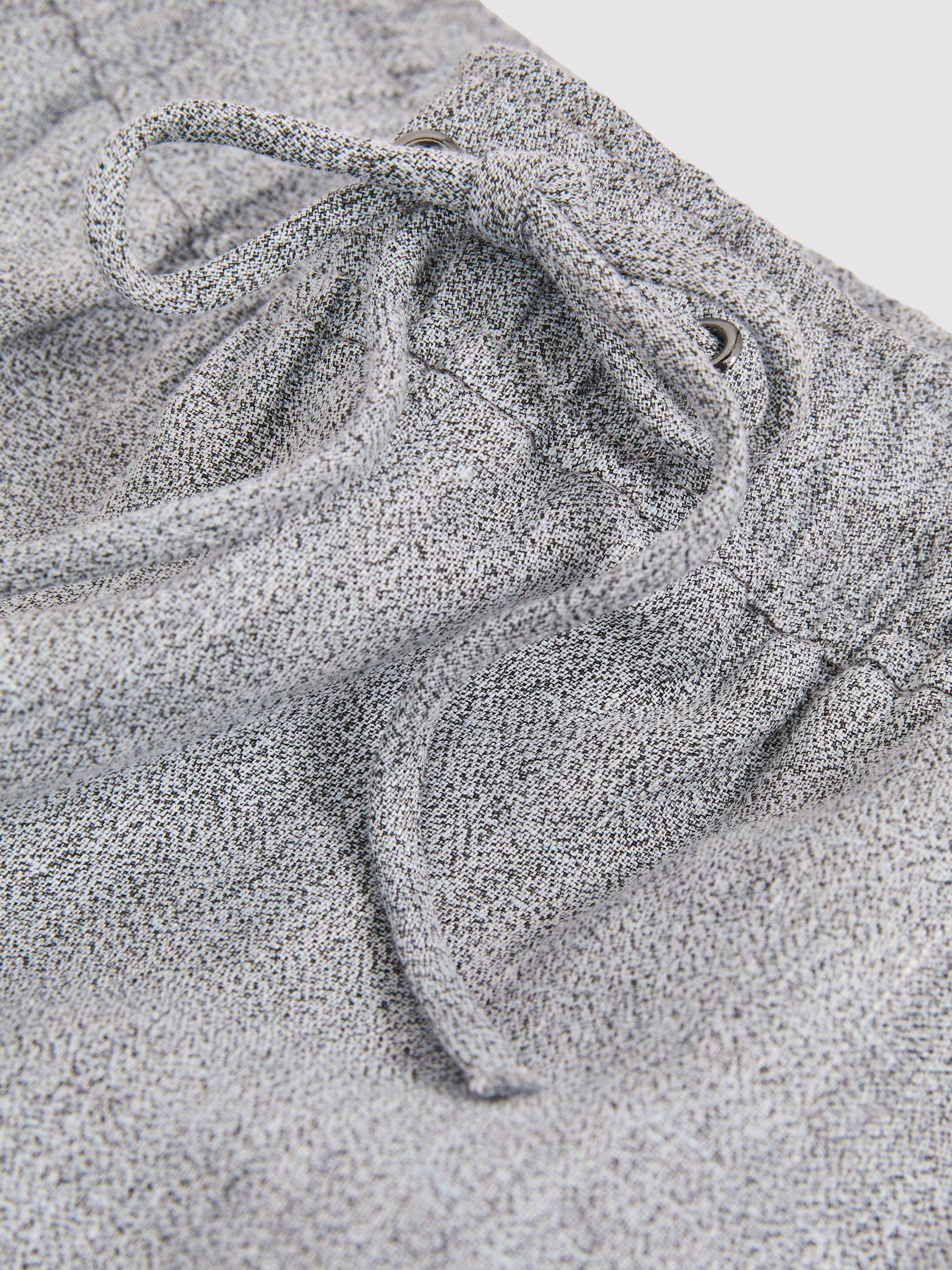 Linen-Blend Drawstring Shorts in Blue Product Image