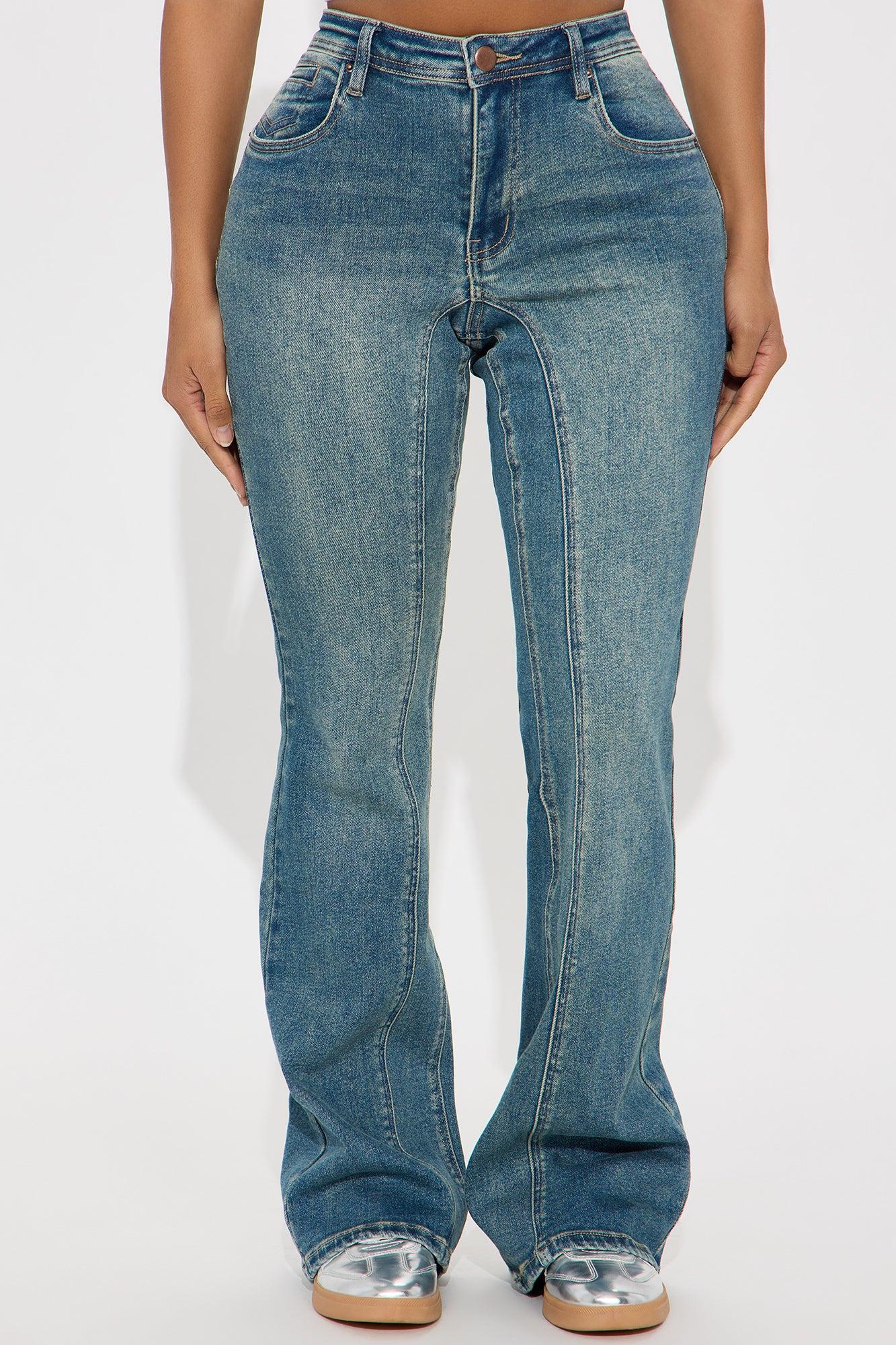 Giving Off Vibes Stretch Flare Jeans - Dark Wash Product Image