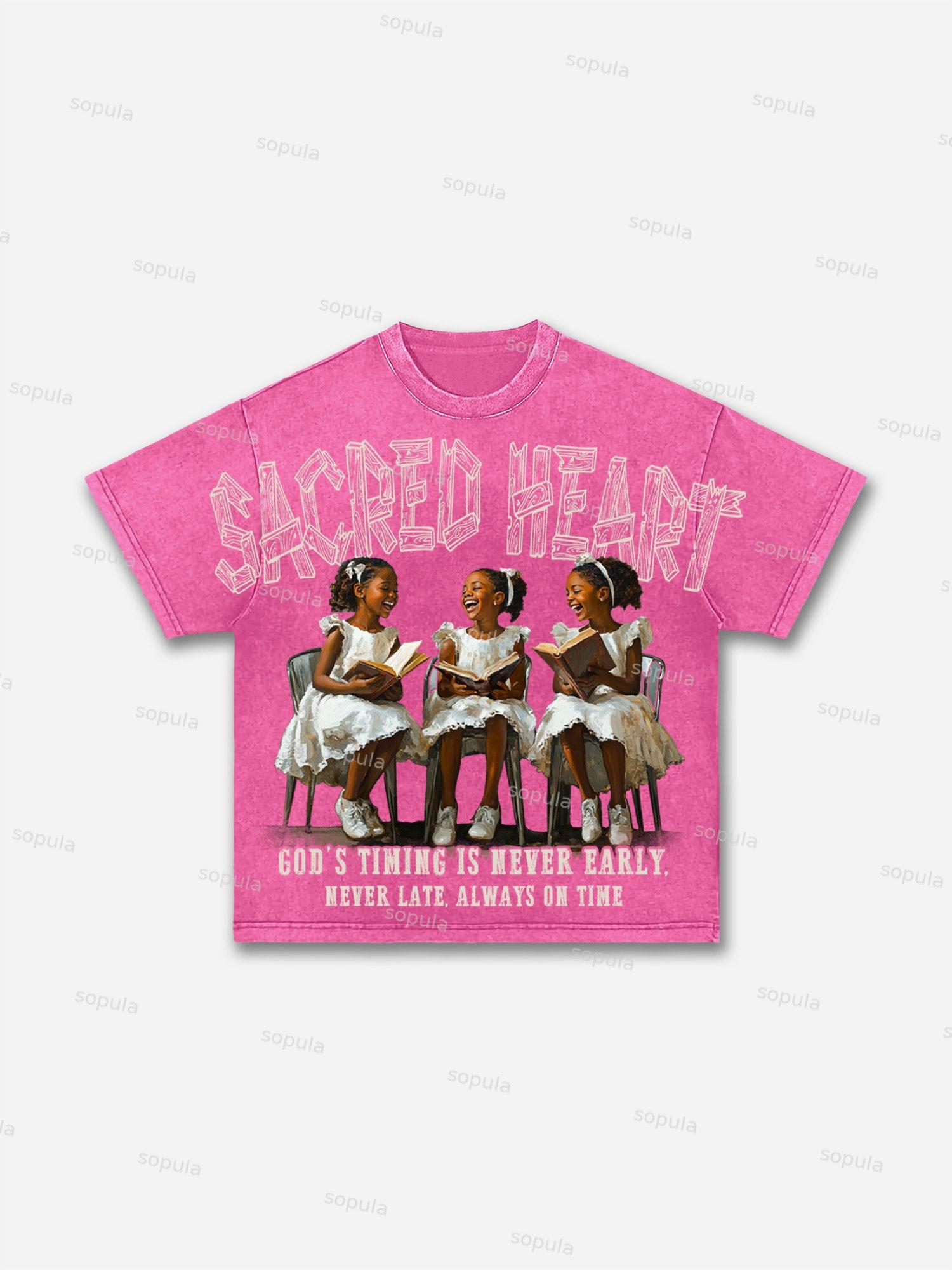 Jesus Sacred Heart Retro Graphic Acid Wash T-shirt Product Image