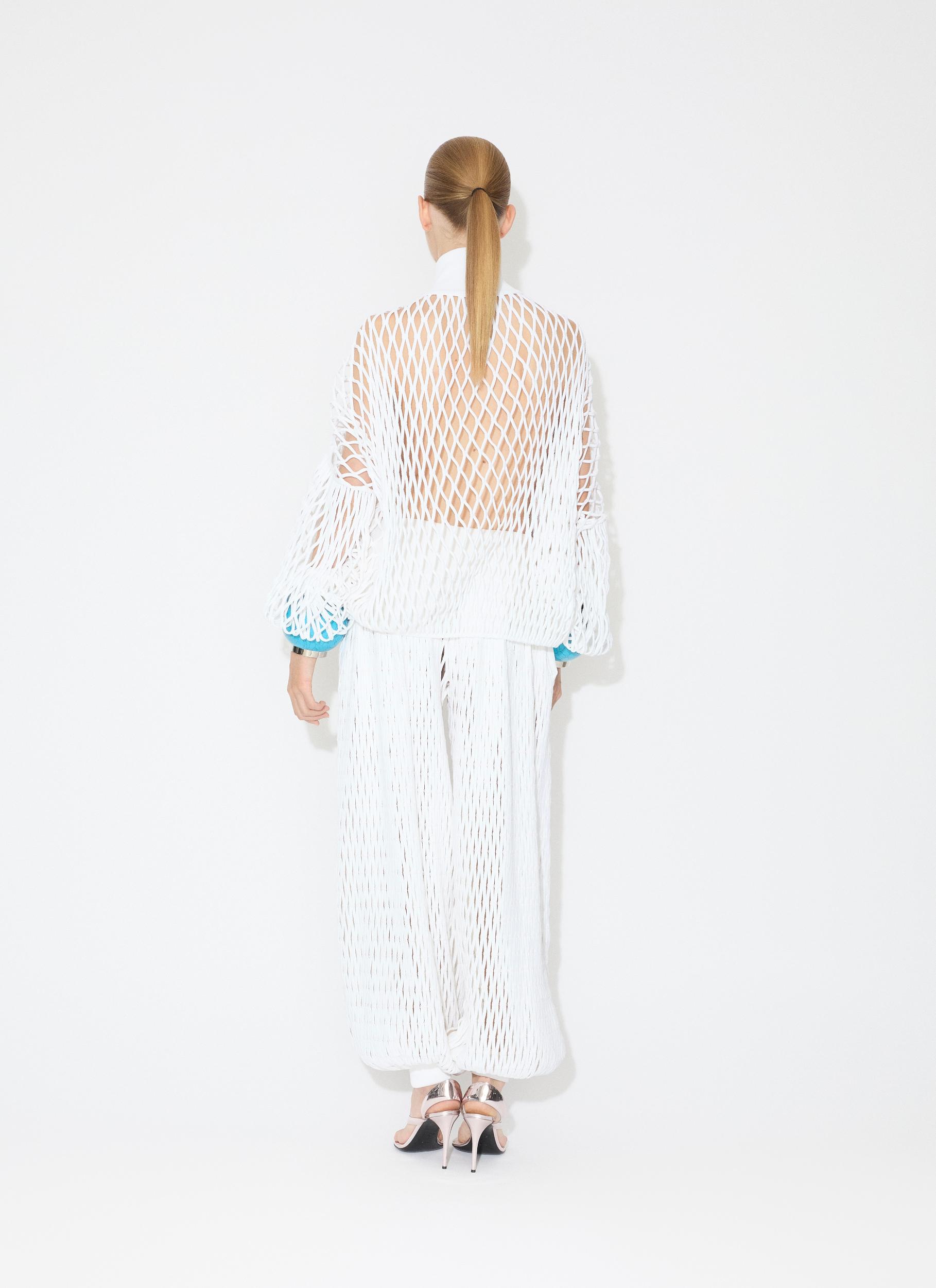 WHITE  MACRAMÉ KNIT LOOSE JUMPER Product Image