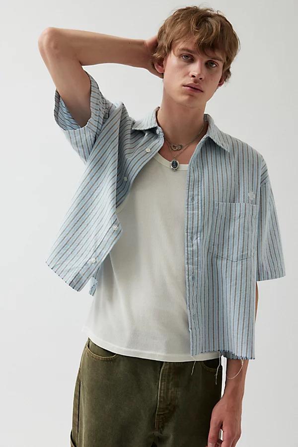 Urban Outfitters UO Stripe Pattern Cutoff Oxford Shirt Top Mens at Urban Outfitters Product Image