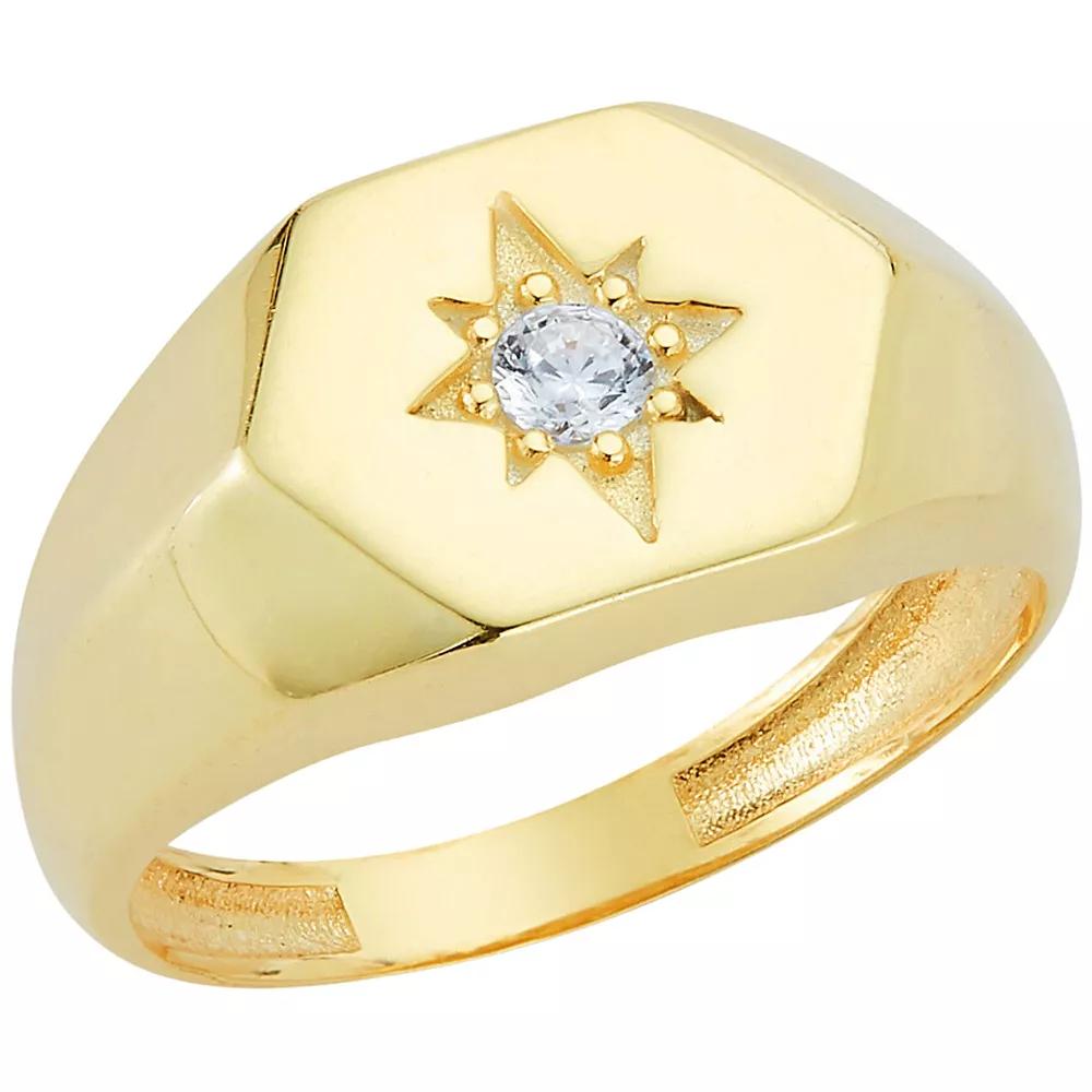 Sunkissed Sterling Cubic Zirconia North Star Signet Ring, Women's, Size: 8, Gold Tone Product Image