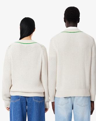 V Neck Striped Tennis Sweater Product Image