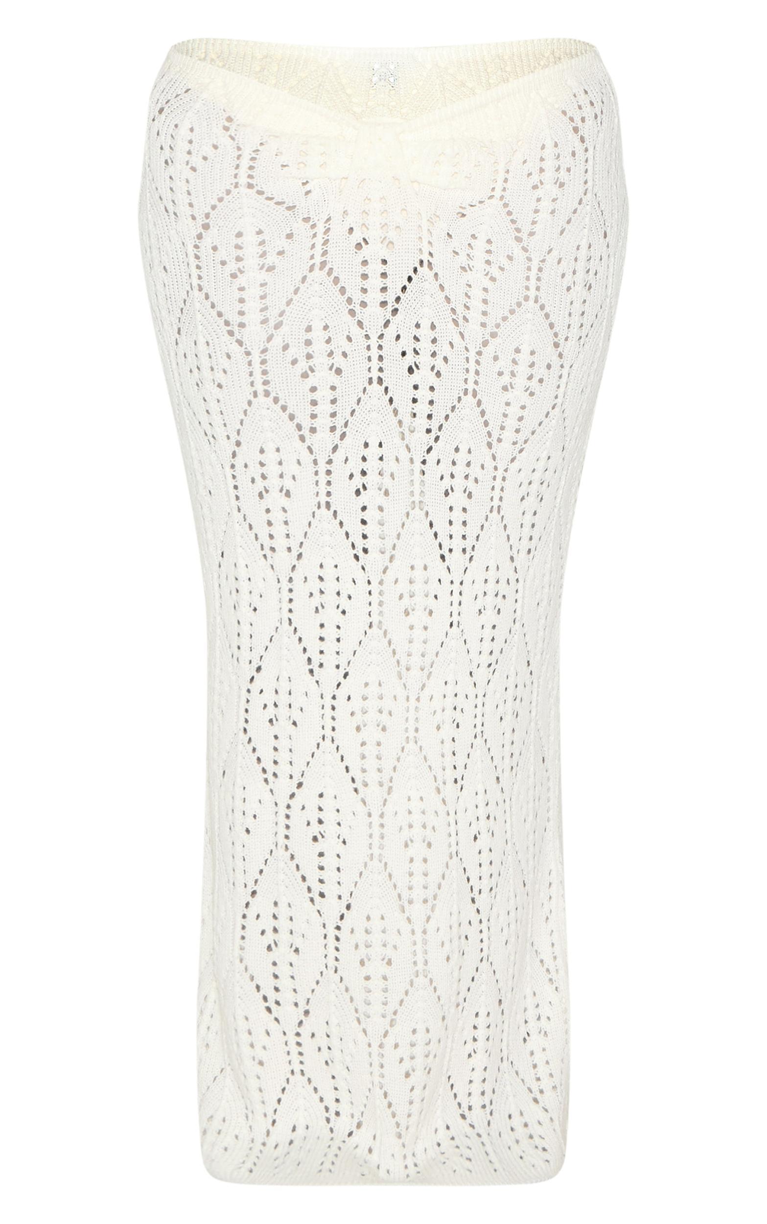 Plus Cream Crochet Maxi Knot Detail Beach Skirt Product Image