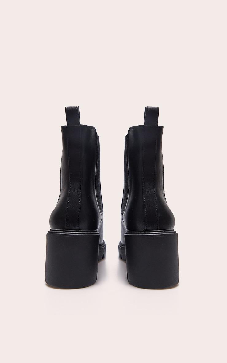 Black Wide Fit PU Chunky Chelsea Ankle Boots Product Image