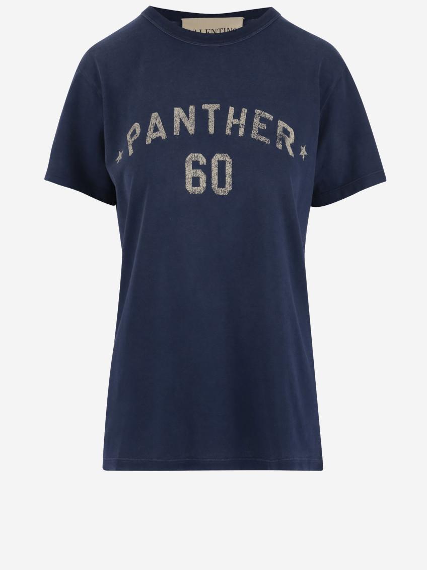 VALENTINO Garavani Navy Cotton T-shirt In Blue Product Image