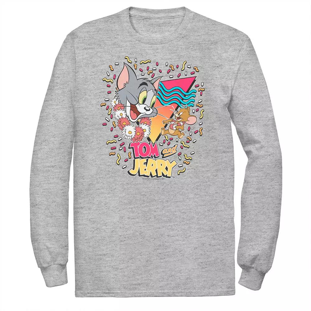 Big & Tall Tom And Jerry 90's Confetti Portrait Long Sleeve Graphic Tee, Men's,  Product Image