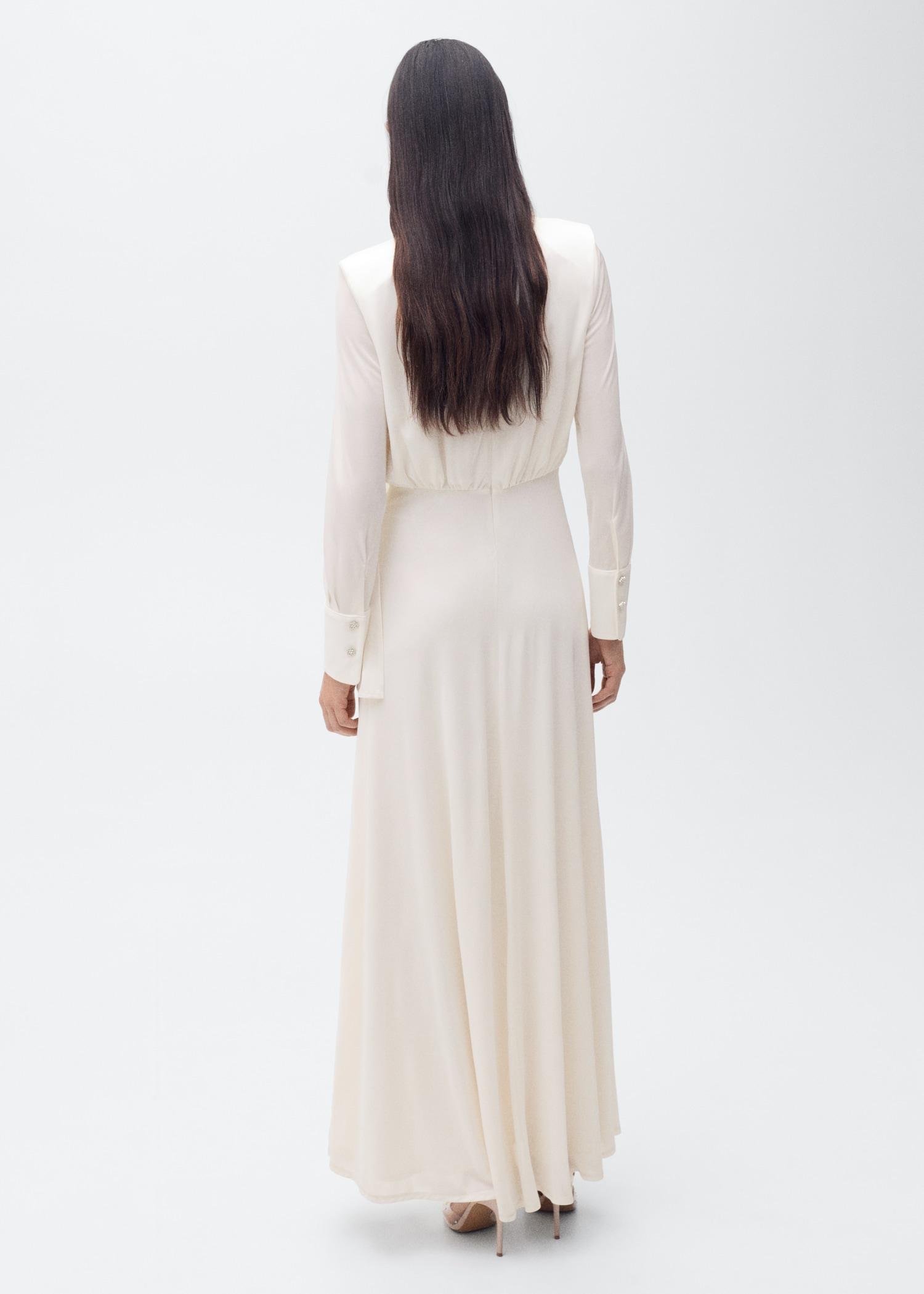 Satin ruffle-neck dress - Women | MANGO USA Product Image