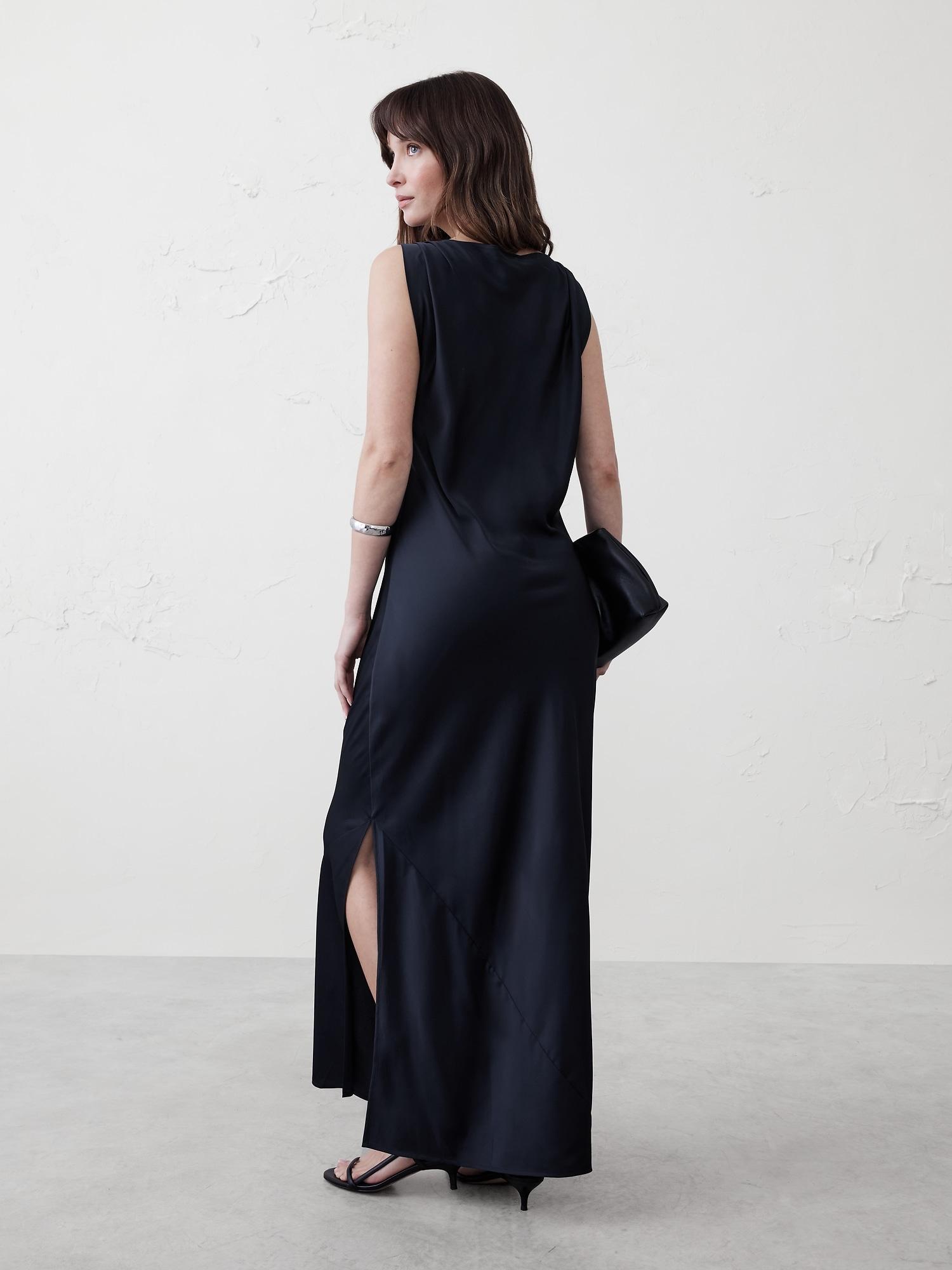Satin Twist Shoulder Maxi Dress Product Image