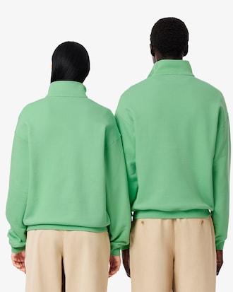 Loose Fit Zip Neck Badge Accent Sweatshirt Product Image