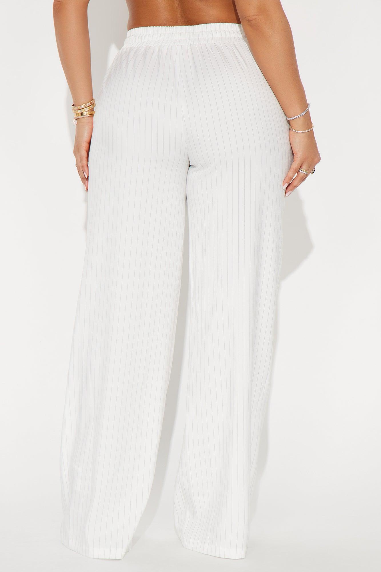 Estrada Pinstripe Trouser Pant - Ivory Product Image