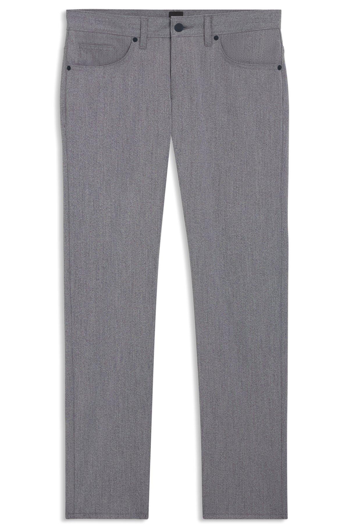 BOSS - Delaware slim-fit trousers in wrinkle-resistant dobby - Dark Blue Product Image