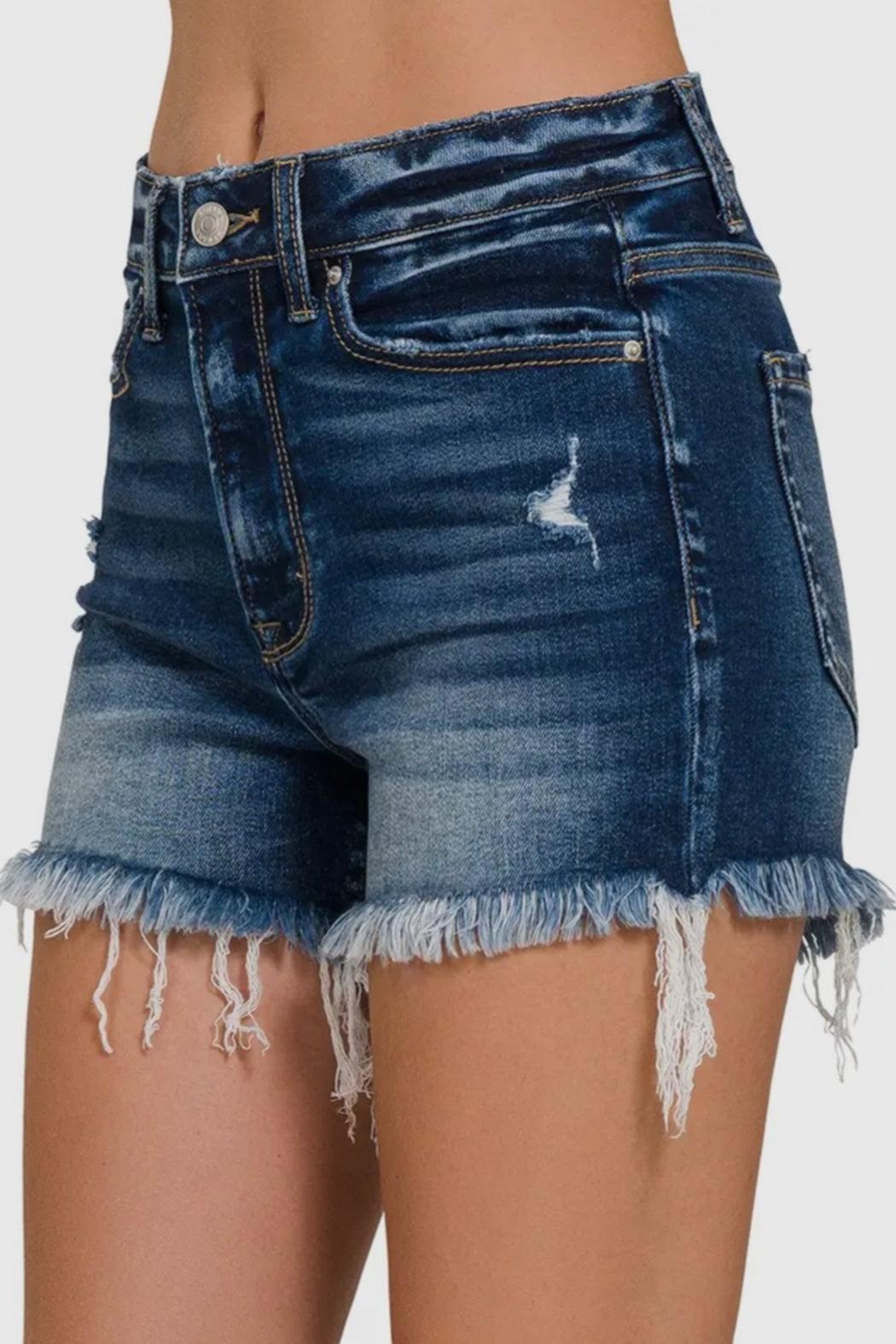 Frayed Hem Denim Shorts Product Image