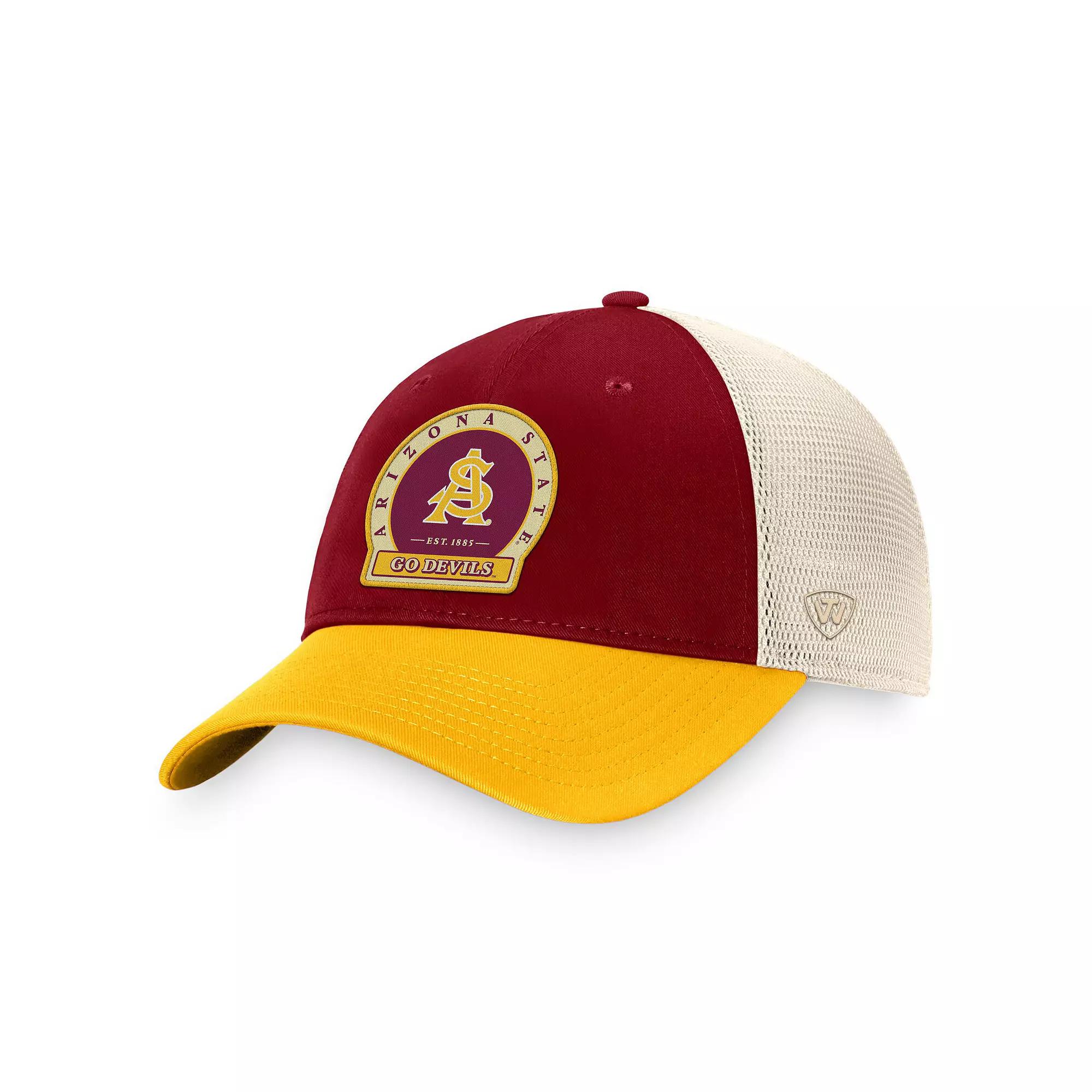 Men's Top of the World Maroon Arizona State Sun Devils Refined Trucker Adjustable Hat, Red Product Image
