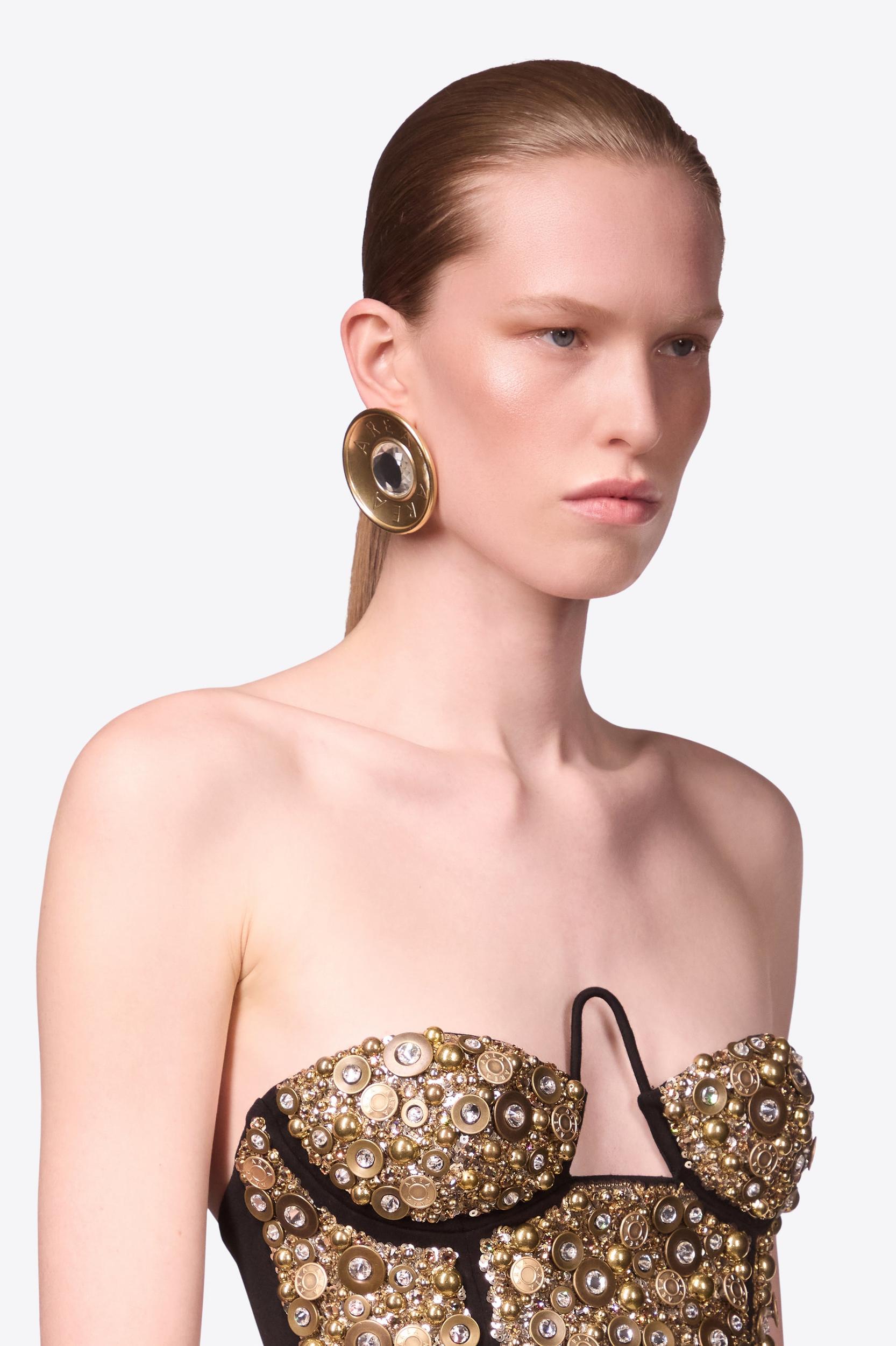 Crystal Button Stud Earrings Product Image