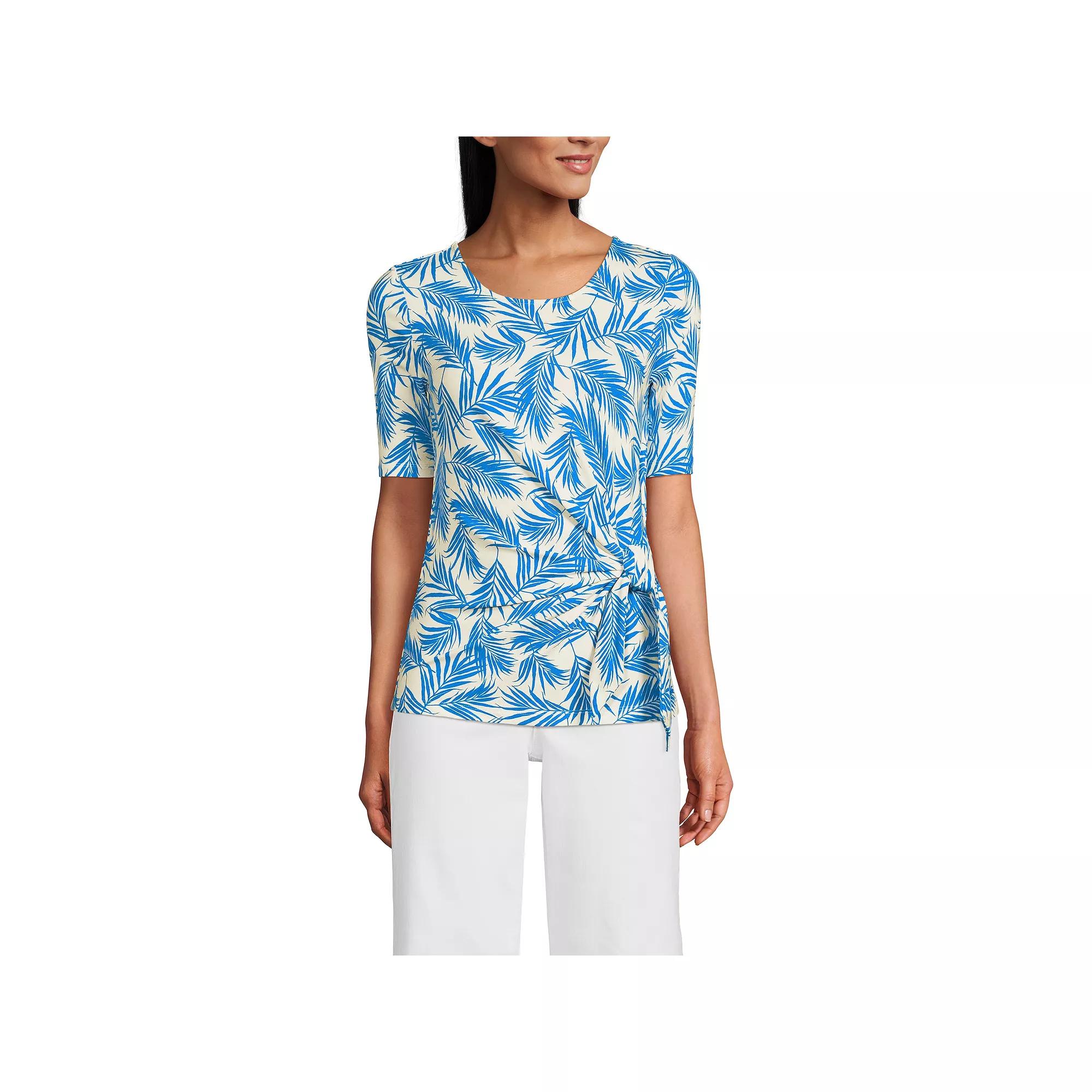 Women's Lands' End Lightweight Jersey Tie Front Top,  Product Image