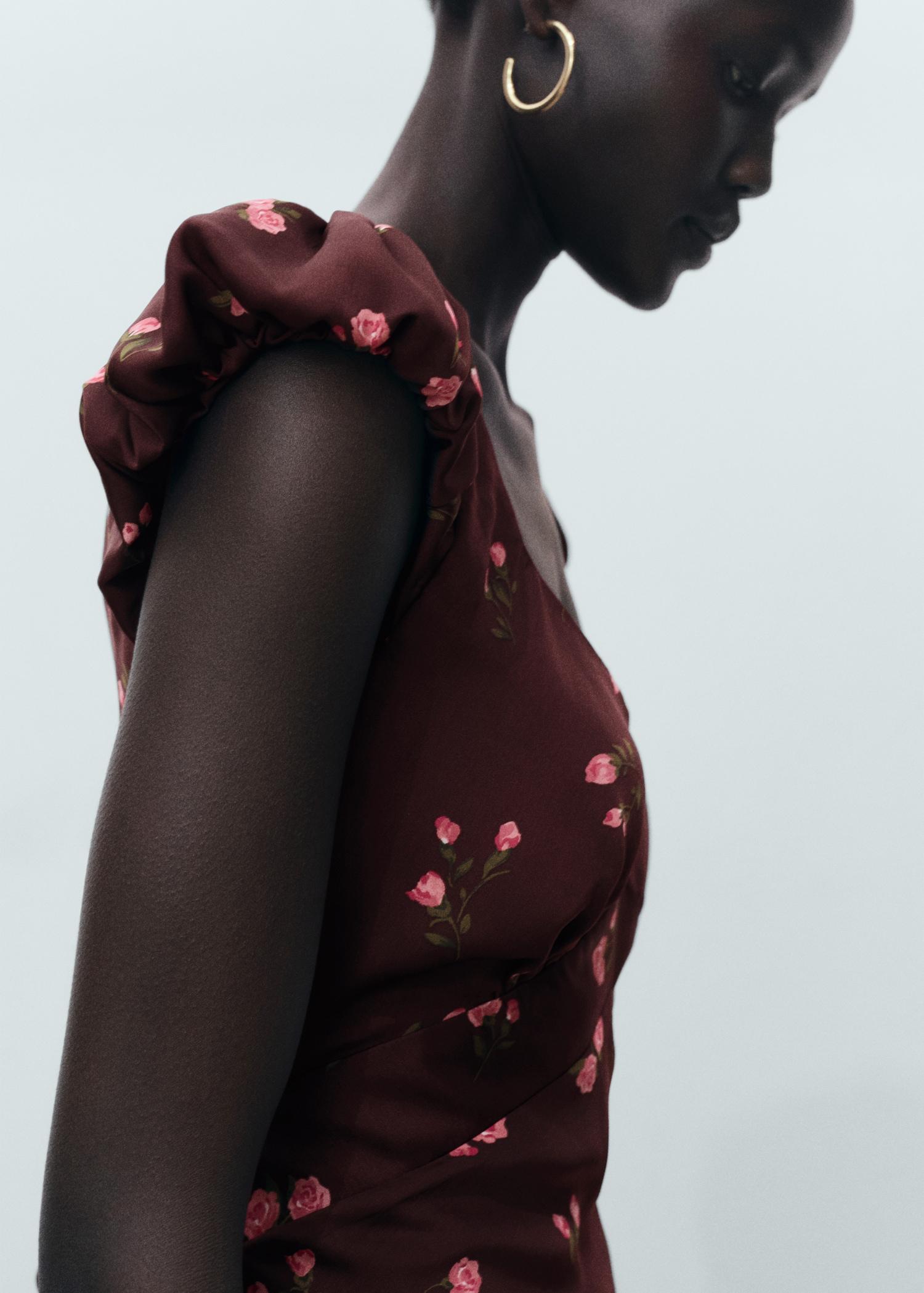 Short-sleeved floral midi-dress - Women | MANGO USA Product Image